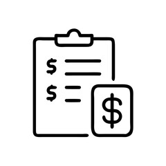 Fototapeta premium Budget planner clipboard with dollar signs and payment document icon representing financial management