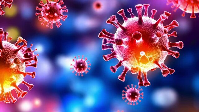 Vibrant depiction of hiv and aids cells against abstract chaotic background