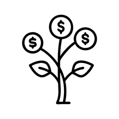 Money tree with dollar signs icon representing financial growth and prosperity