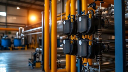 Industrial Facility with Advanced Technological Equipment and Piping System