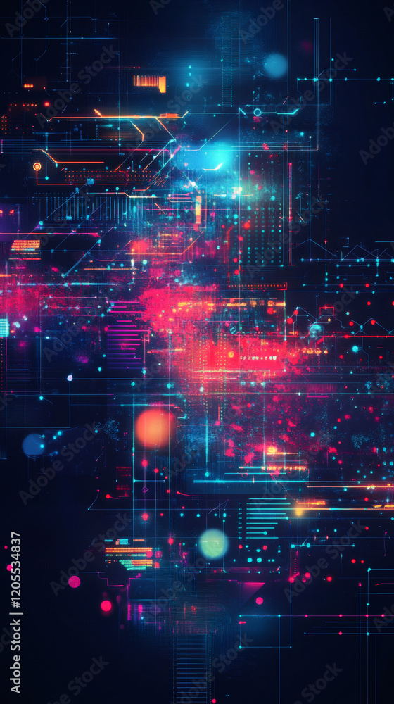 Leinwandbilder Intricate network of circuits glowing with vibrant colors, symbolizing advanced technology and digital innovation