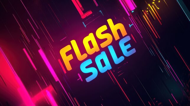 Dynamic Flash Sale Announcement with Vibrant Colors and Diagonal Lines Design Element