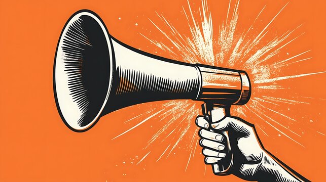 a hand holding a megaphone