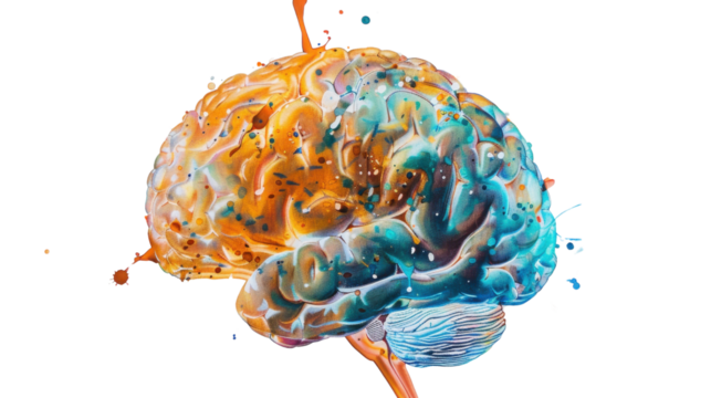 Human brain color on transparent background