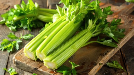 Crunchy celery, ideal for snacking, adding to soups, or as a flavorful side.