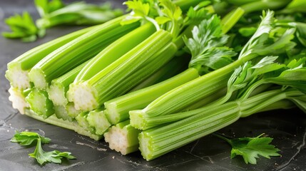 Crunchy celery, ideal for snacking, adding to soups, or as a flavorful side.