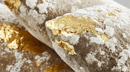 Luxury Gold Leaf Decorated Textured Pillows