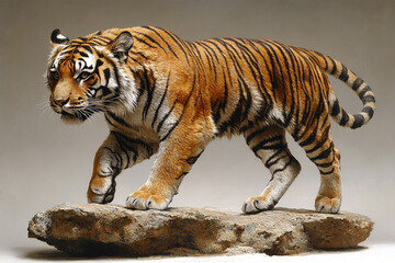 Obraz premium Majestic Tiger Walking on a Rock Formation