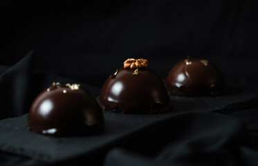 Delicious mousse on a dark background