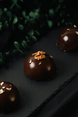 Delicious mousse on a dark background