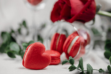 Red macarons for Valentine's day