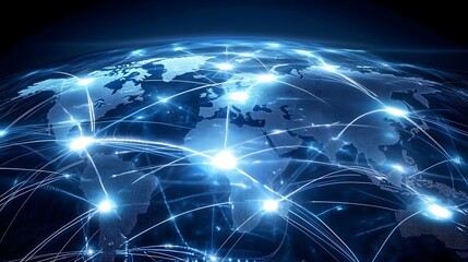 Fototapeta premium Business network connections facilitating global collaboration and data exchange