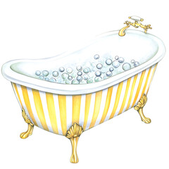 Antique Bathtub Clipart Vector Illustration – Vintage Bathtub Design