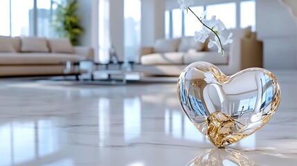 Glass Heart Ornament  Modern Home Decor  Luxury Interior