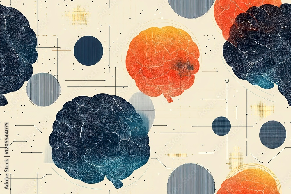 Poster abstract brain patterns neural network connections