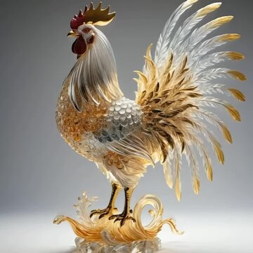 an upright, proud water figure adorned with a glowing crest resembling a rooster&rsquo;s comb. shimmering translucent wings extend from its back, their edges glowing with radiant gold.