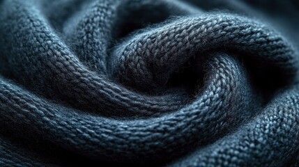 Close-up of soft blue knitted fabric with intricate folds