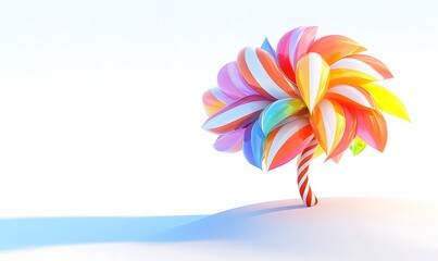 Obraz premium Rainbow candy tree on white background, digital art, sweet treat