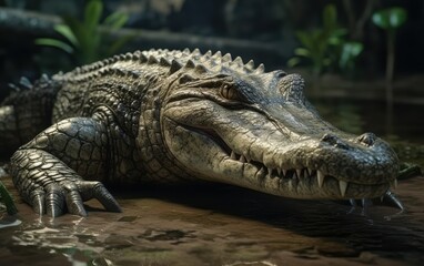 Fototapeta premium Close Up of an Alligator in its Habitat