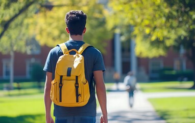 a person with a backpack walking in the park