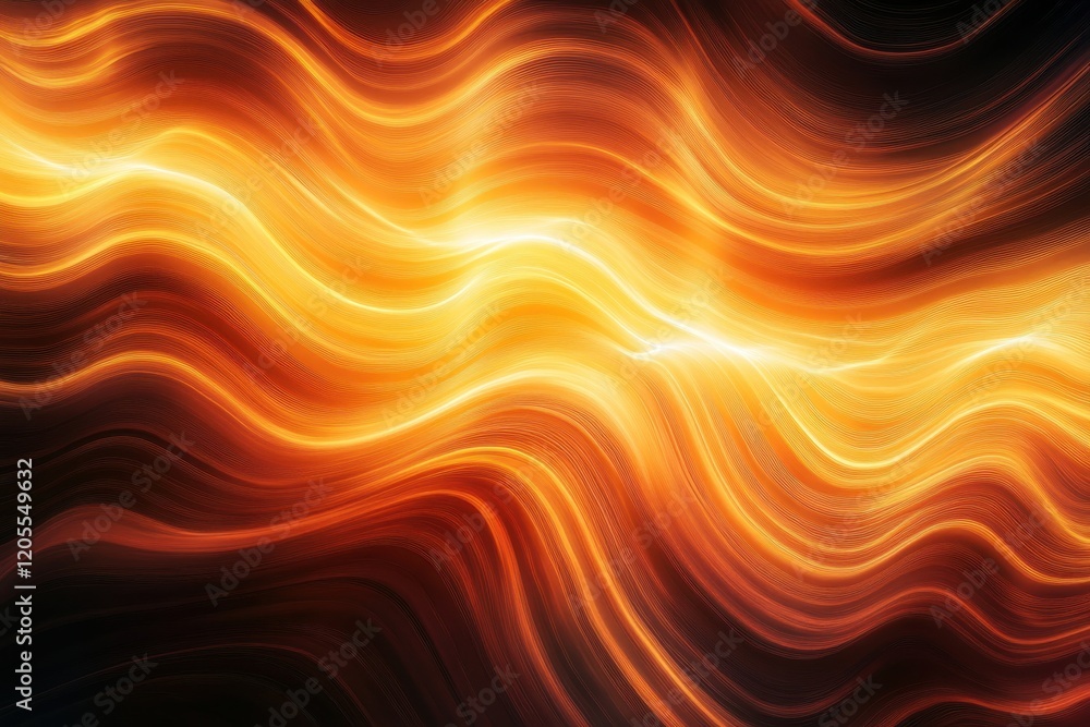 Poster vibrant abstract waves of orange and yellow light creating a dynamic visual experience