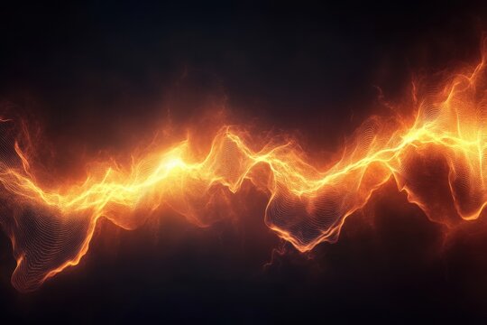 Electrifying display of orange and yellow wave patterns illustrating energy - Powered by Adobe