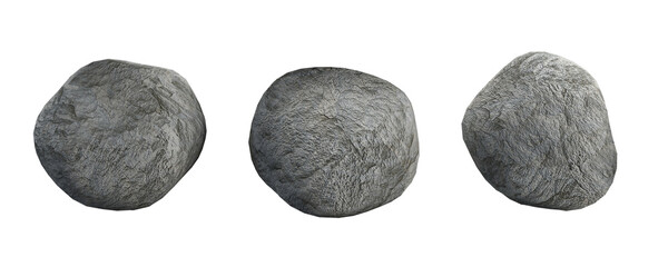 Collection of big boulder rock cutout png isolated on white or transparent background