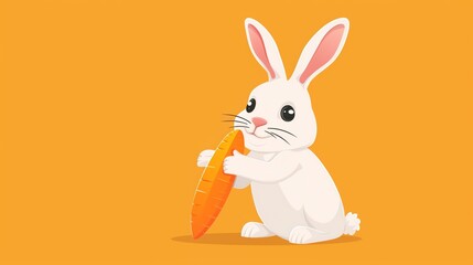 Obraz premium A cartoon rabbit eating a carrot.