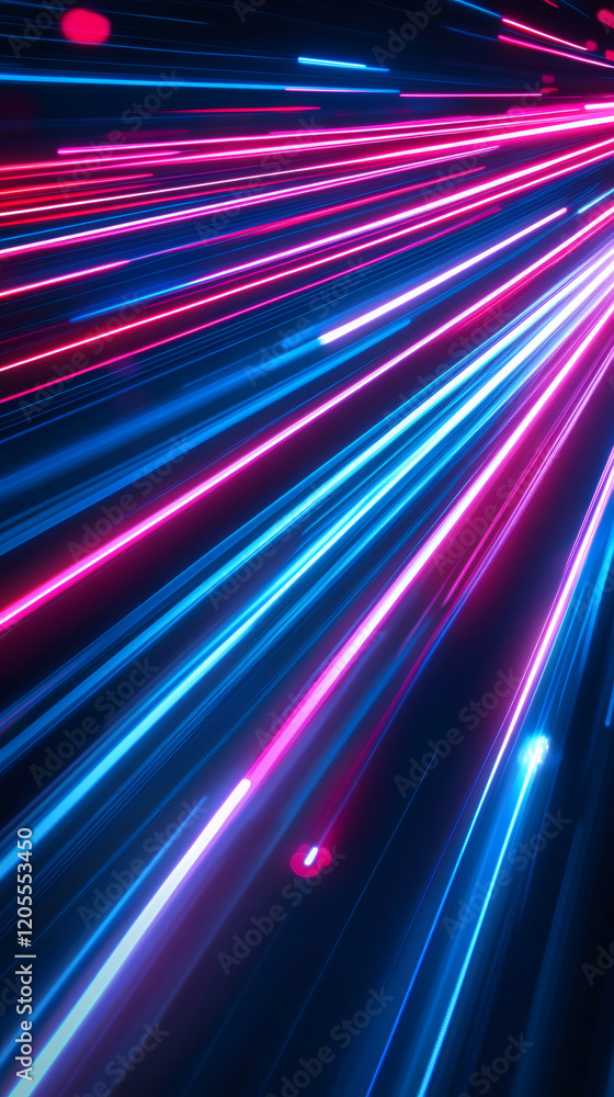 Leinwandbilder pink and blue neon lights are converging towards a vanishing point, creating a futuristic and dynami