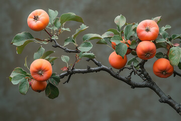 Branch of Apples with Lush Green Leaves