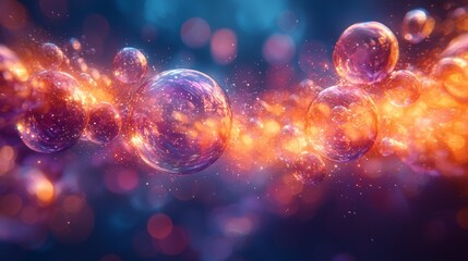 Glowing orange and purple energy orbs