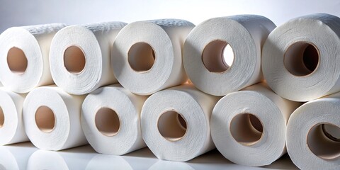 Closeup White Toilet Paper Tubes Pile - Abstract Texture