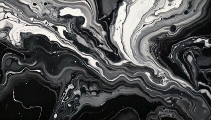 A black-and-white abstract fluid composition with sharp contrasts and smooth transitions,d image