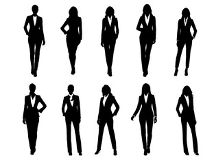 business people silhouettes. Corporate set, official women silhouette group. businesswoman silhoutte.