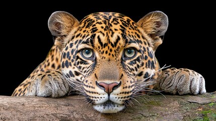 Obraz premium Close-Up of a Beautiful Leopard Relaxing on a Tree Branch