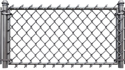 Chain link fence with intricate details, isolated on white background