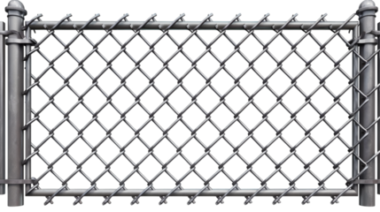 Chain link fence with intricate details, isolated on white background