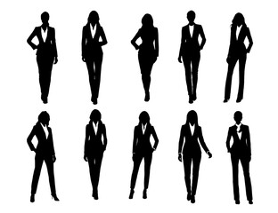 business people silhouettes. Corporate set, official women silhouette group. businesswoman silhoutte.