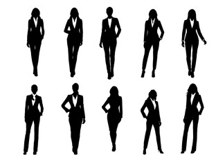 business people silhouettes. Corporate set, official women silhouette group. businesswoman silhoutte.