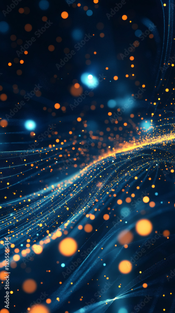 Aufkleber digital energy wave pulsing with luminous particles, symbolizing innovation through vibrant, futuris