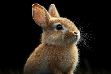 Fototapeta premium Adorable Young Orange Rabbit Against Dark Background
