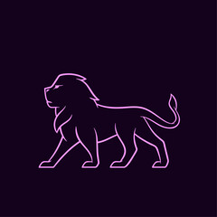 Minimalist Lion Logo Set Outline Designs on Vibrant Backgrounds