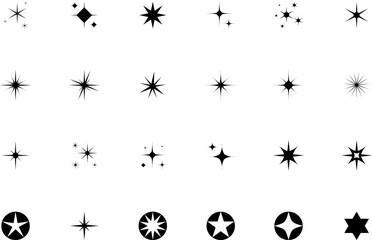 Forms of retro stars. Sunburst design elements. Red beams firework. Best for price tag, sale sticker, quality mark. Flat vector illustration