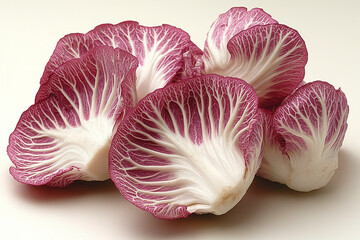 Radicchio leaves display vibrant red and white hues