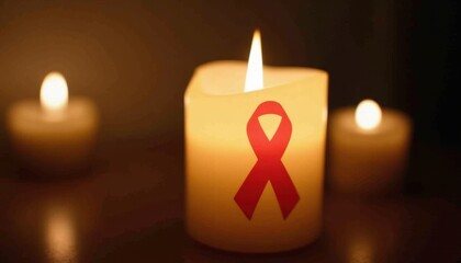 Soft light of a candle tribute to cancer survivors and those lost.