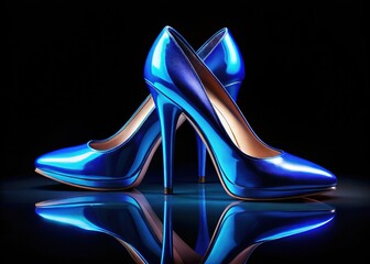 Electric Blue Heels Neon Light Black Background