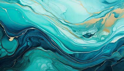 A calming, ocean-inspired abstract fluid art with soft waves of turquoise and seafoam green 