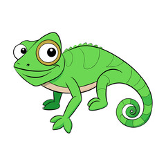 Obraz premium green chameleon cartoon