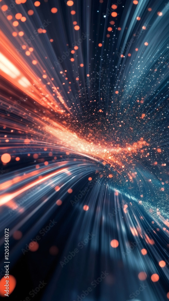 Leinwandbilder Light trails creating an abstract portal effect with glowing particles, a concept of fast speed and new technologies