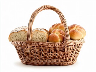 Fototapeta premium Assorted Breads in Rustic Wicker Basket